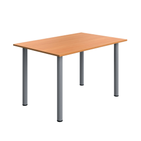 Serrion Pole Leg Rectangular Table 1200mm x 800mm x 730mm Beech Silver 894092 F