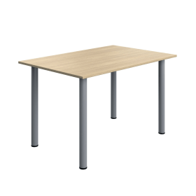 Serrion Pole Leg Rectangular Table 1200mm x 800mm x 730mm Oak Silver 894078 F