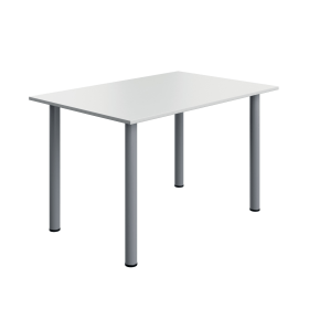 Serrion Pole Leg Rectangular Table 1200mm x 800mm x 730mm White Silver 894063 F