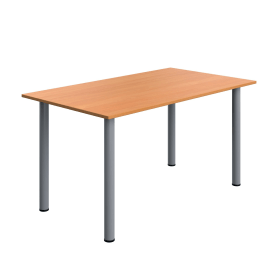 Serrion Pole Leg Rectangular Table 1400mm x 800mm x 730mm Beech Silver 894091 F