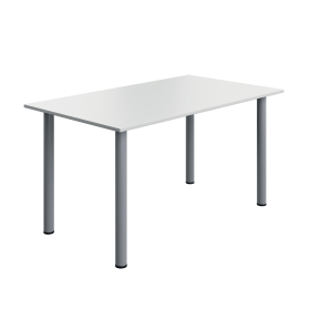 Serrion Pole Leg Rectangular Table 1400mm x 800mm x 730mm White Silver 894062 F