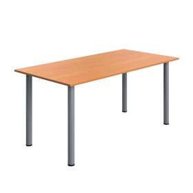 Serrion Pole Leg Rectangular Table 1600mm x 800mm x 730mm Beech Silver 894090 F