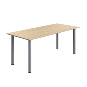 Serrion Pole Leg Rectangular Table 1800mm x 800mm x 730mm Oak Silver 894075 F