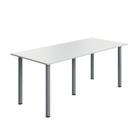 Serrion Pole Leg Rectangular Table 1800mm x 800mm x 730mm White Silver 894060 F