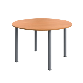 Serrion Pole Leg Round Meeting Table 1200mm x 1200mm x 730mm Beech Silver 894093 F