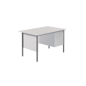 Serrion Rectangular 2 Drawer Pedestal 4 Leg Desk 1200mm x 750mm x 730mm White 574311 F