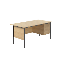 Serrion Rectangular 2 Drawer Pedestal 4 Leg Desk 1500mm x 750mm x 730mm Oak 384439 F