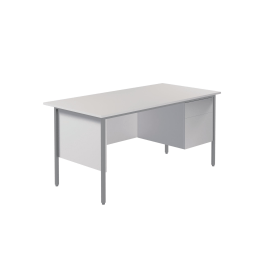 Serrion Rectangular 2 Drawer Pedestal 4 Leg Desk 1500mm x 750mm x 730mm White 574313 F