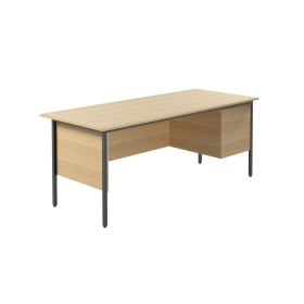Serrion Rectangular 2 Drawer Pedestal 4 Leg Desk 1800mm x 750mm x 730mm Oak 461952 F