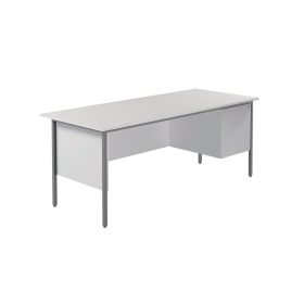 Serrion Rectangular 2 Drawer Pedestal 4 Leg Desk 1800mm x 750mm x 730mm White 574314 F