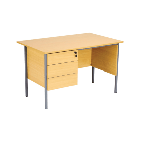 Serrion Rectangular 3 Drawer Pedestal 4 Leg Desk 1200mm x 750mm x 730mm Oak 384445 F