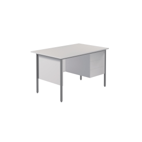 Serrion Rectangular 3 Drawer Pedestal 4 Leg Desk 1200mm x 750mm x 730mm White 574312 F