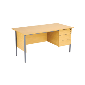 Serrion Rectangular 3 Drawer Pedestal 4 Leg Desk 1500mm x 750mm x 730mm Oak 384437 F
