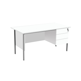 Serrion Rectangular 3 Drawer Pedestal 4 Leg Desk 1500mm x 750mm x 730mm White 574315 F