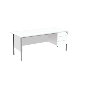 Serrion Rectangular 3 Drawer Pedestal 4 Leg Desk 1800mm x 750mm x 730mm White 574316 F