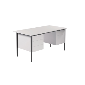 Serrion Rectangular Double Pedestal 4 Leg Desk 1500mm x 750mm x 730mm White 574317 F