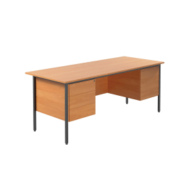 Serrion Rectangular Double Pedestal 4 Leg Desk 1800mm x 750mm x 730mm Bavarian Beech 461919 F