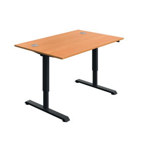 Serrion Single Motor Sit Stand Desk 1200mm x 800mm x 730 1220mm Beech Black 894035 F