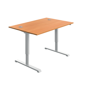 Serrion Single Motor Sit Stand Desk 1200mm x 800mm x 730 1220mm Beech White 894029 F