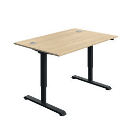 Serrion Single Motor Sit Stand Desk 1200mm x 800mm x 730 1220mm Oak Black 894034 F