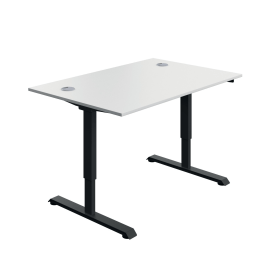 Serrion Single Motor Sit Stand Desk 1200mm x 800mm x 730 1220mm White Black 894033 F