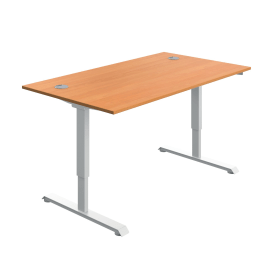 Serrion Single Motor Sit Stand Desk 1400mm x 800mm x 730 1220mm Beech White 894026 F