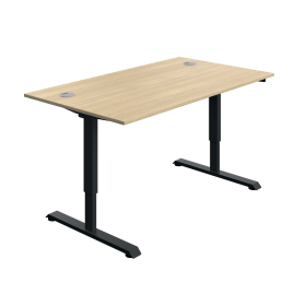 Serrion Single Motor Sit Stand Desk 1400mm x 800mm x 730 1220mm Oak Black 894031 F