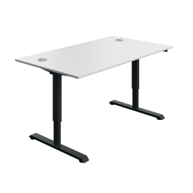 Serrion Single Motor Sit Stand Desk 1400mm x 800mm x 730 1220mm White Black 894030 F