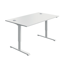 Serrion Single Motor Sit Stand Desk 1400mm x 800mm x 730 1220mm White White 894024 F