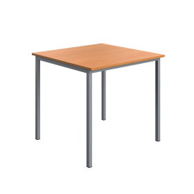 Serrion Square Multipurpose Table 800mm x 800mm x 730mm Beech Silver 894249 F