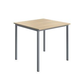 Serrion Square Multipurpose Table 800mm x 800mm x 730mm Oak Silver 894242 F