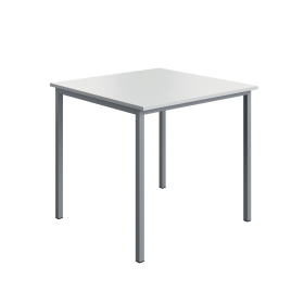 Serrion Square Multipurpose Table 800mm x 800mm x 730mm White Silver 894235 F