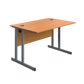 Serrion Twin Upright Desk 1200mm x 800mm x 730mm Beech Silver 894100 F