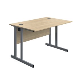 Serrion Twin Upright Desk 1200mm x 800mm x 730mm Oak Silver 894084 F