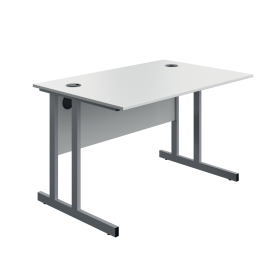 Serrion Twin Upright Desk 1200mm x 800mm x 730mm White Silver 896571 F