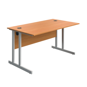Serrion Twin Upright Desk 1400mm x 800mm x 730mm Beech White 894052 F