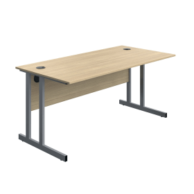 Serrion Twin Upright Desk 1600mm x 800mm x 730mm Oak Silver 894082 F