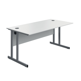 Serrion Twin Upright Desk 1600mm x 800mm x 730mm White Silver 894069 F