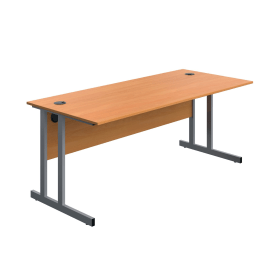 Serrion Twin Upright Desk 1800mm x 800mm x 730mm Beech Silver 894097 F