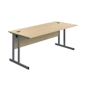 Serrion Twin Upright Desk 1800mm x 800mm x 730mm Oak Silver 894081 F