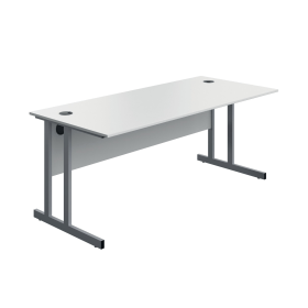 Serrion Twin Upright Desk 1800mm x 800mm x 730mm White Silver 894068 F