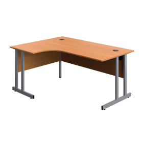 Serrion Twin Upright Left Hand Corner Desk 1600mm x 1200mm x 730mm Beech Silver 894096 F