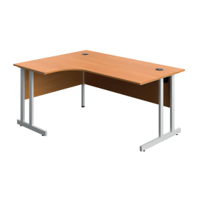 Serrion Twin Upright Left Hand Corner Desk 1600mm x 1200mm x 730mm Beech White 894049 F