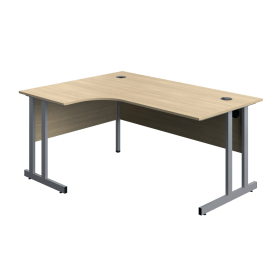 Serrion Twin Upright Left Hand Corner Desk 1600mm x 1200mm x 730mm Oak Silver 894080 F