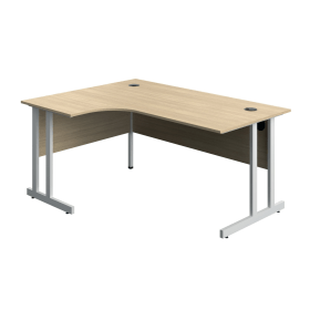 Serrion Twin Upright Left Hand Corner Desk 1600mm x 1200mm x 730mm Oak White 894043 F
