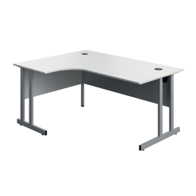 Serrion Twin Upright Left Hand Corner Desk 1600mm x 1200mm x 730mm White Silver 894067 F