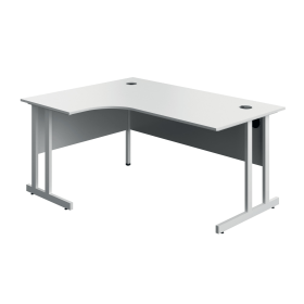 Serrion Twin Upright Left Hand Corner Desk 1600mm x 1200mm x 730mm White White 894037 F