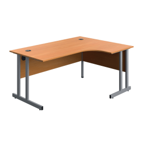 Serrion Twin Upright Right Hand Corner Desk 1600mm x 1200mm x 730mm Beech Silver 894095 F