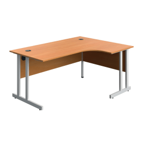Serrion Twin Upright Right Hand Corner Desk 1600mm x 1200mm x 730mm Beech White 894048 F