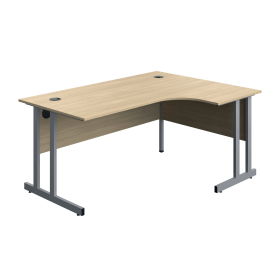 Serrion Twin Upright Right Hand Corner Desk 1600mm x 1200mm x 730mm Oak Silver 894079 F